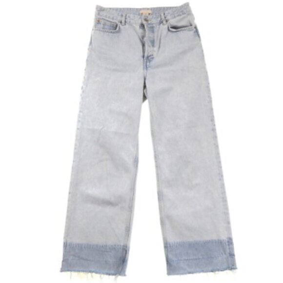 H&M Straight leg Blue Jeans Womens Button-Fly Light Blue Cut-Offs - Picture 1 of 5